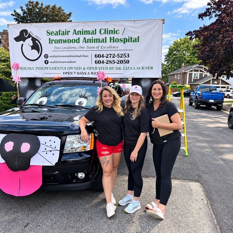 Team members in front of the clinic's parade truck